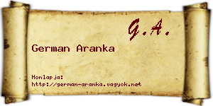 German Aranka névjegykártya